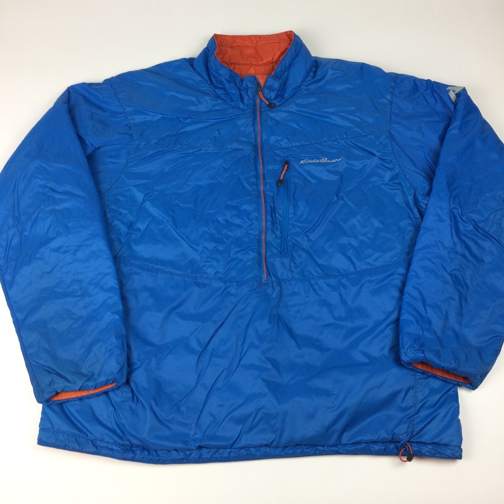 Eddie Bauer First Ascent Jacket Mens XL Half Zip Reversible Blue Orange Outdoors